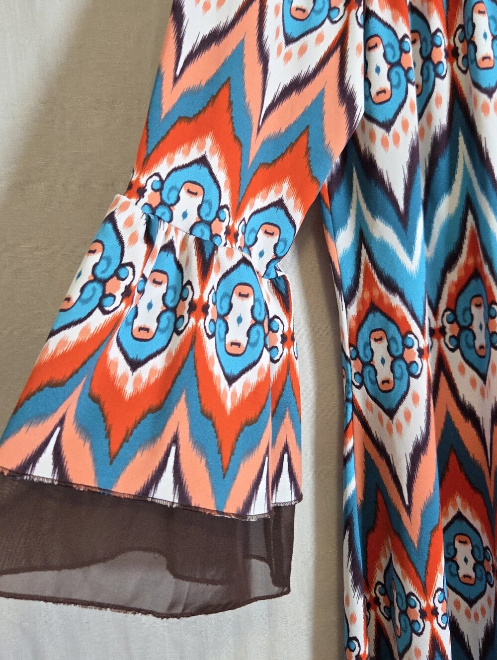 Southern Stitch Bohemian Printed Off-Shoulder Top - Turquoise & Orange